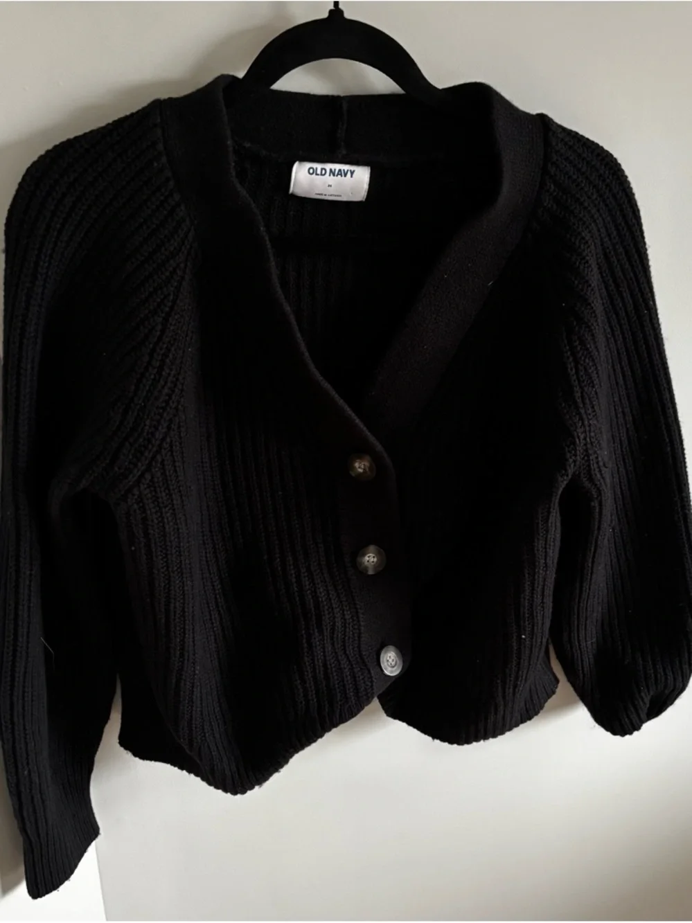 Old Navy Black Ribbed Button Cardigan Sweater - Picture 1 of 3